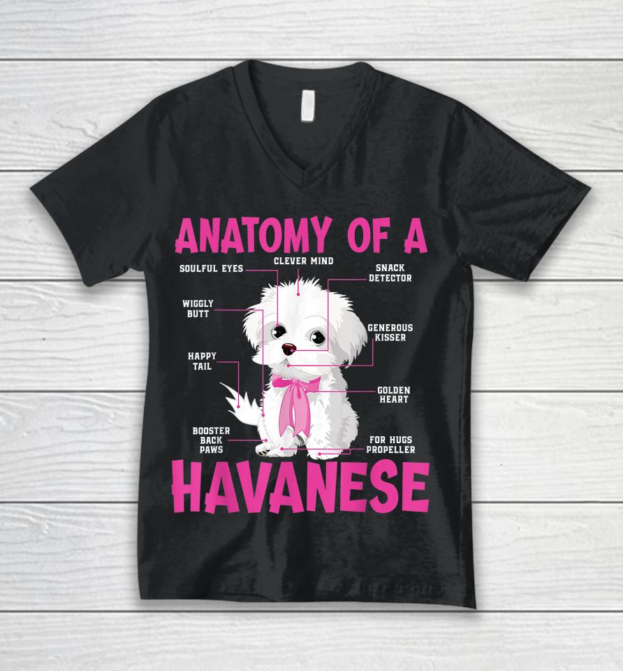 Anatomy Of A Havanese Unisex V-Neck T-Shirt