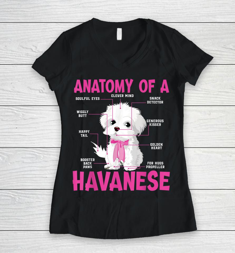 Anatomy Of A Havanese Women V-Neck T-Shirt