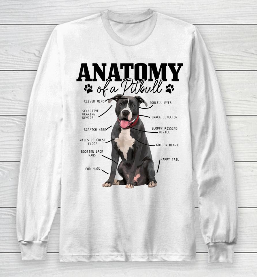 Anatomy Of A Pitbull Dog Funny Long Sleeve T-Shirt