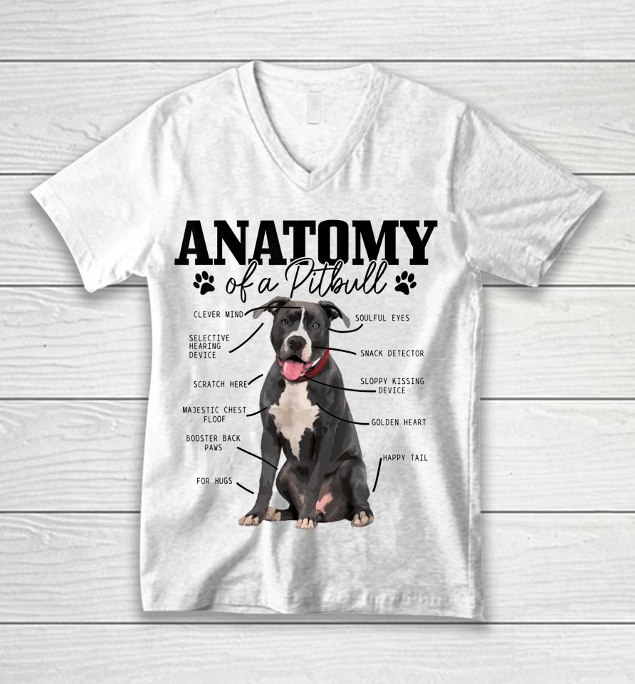 Anatomy Of A Pitbull Dog Funny Unisex V-Neck T-Shirt