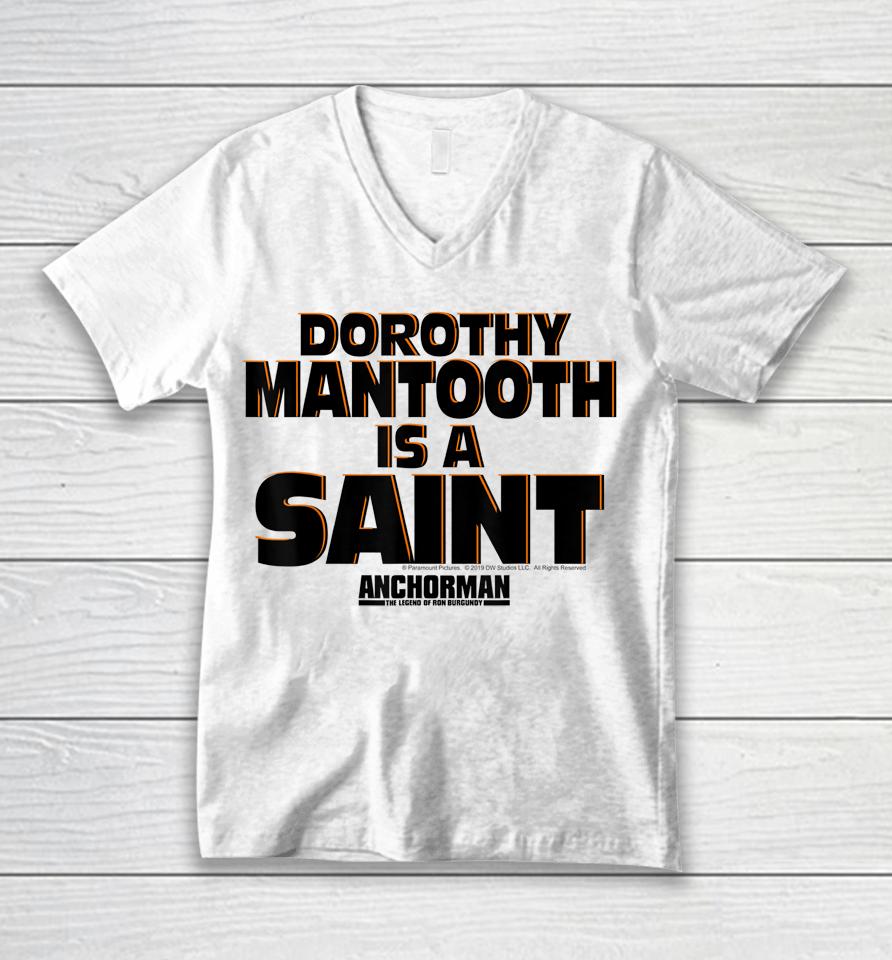 Anchorman Dorothy Mantooth Is A Saint Word Stack Unisex V-Neck T-Shirt