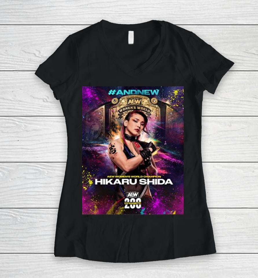 #Andnew Women’s World Champion Hikaru Shida 200 Dynamite 2023 Poster Women V-Neck T-Shirt