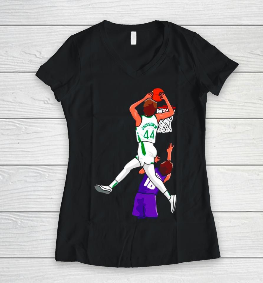 Andre Jackson Back Milwaukee Bucks Player Women V-Neck T-Shirt