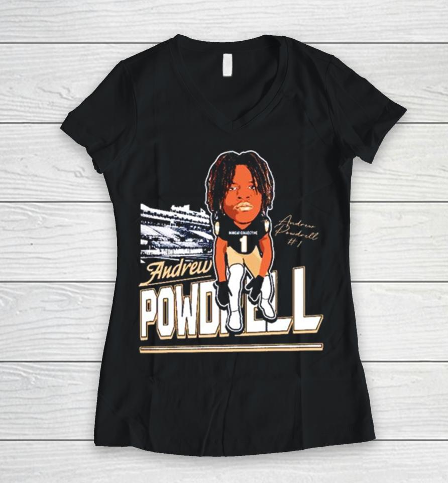 Andrew Powdrell Montana State Bobcats Cartoon 2023 Women V-Neck T-Shirt
