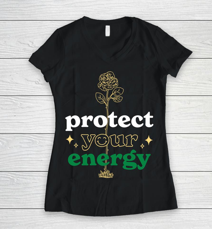 Anees Protect Your Energy Women V-Neck T-Shirt
