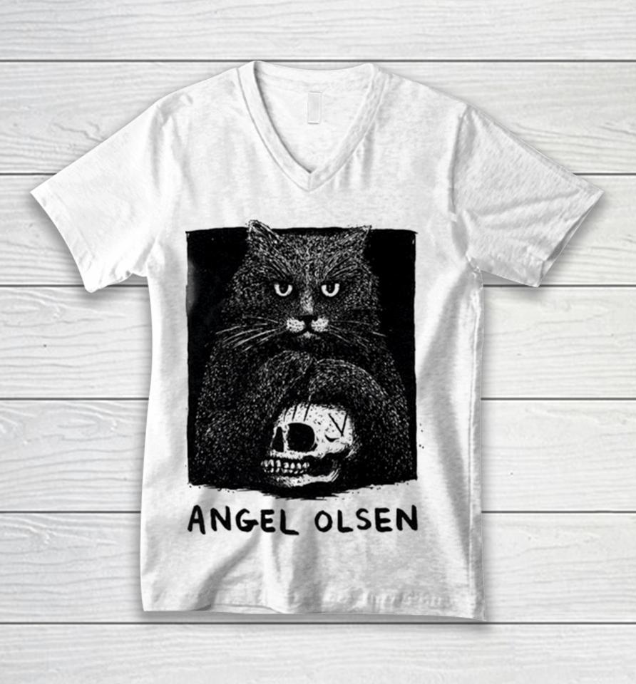 Angel Olsen Cat And Skull Unisex V-Neck T-Shirt