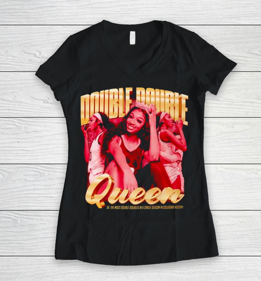 Angel Reese Double Double Queen Women V-Neck T-Shirt