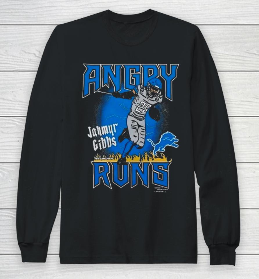 Angry Runs Detroit Lions Jahmyr Gibbs Good Morning Football Long Sleeve T-Shirt