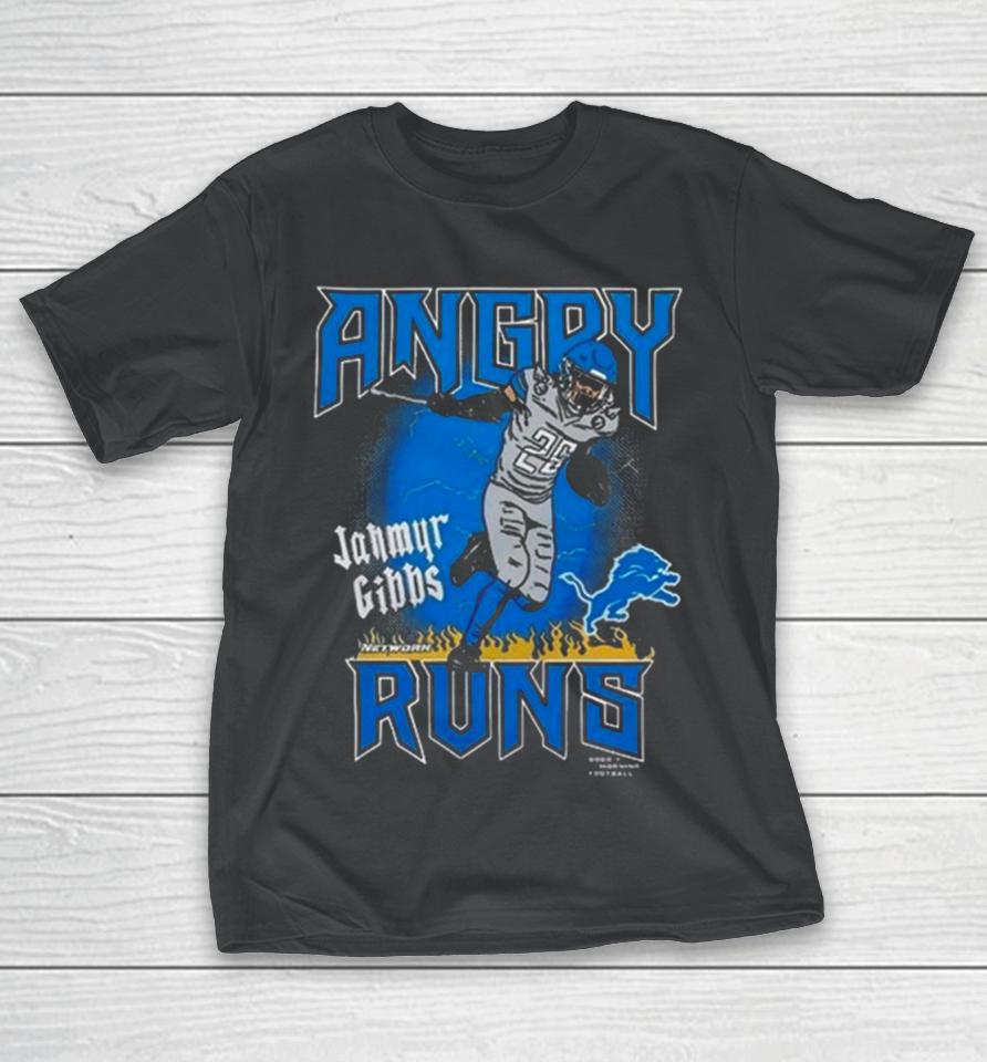 Angry Runs Detroit Lions Jahmyr Gibbs Good Morning Football T-Shirt