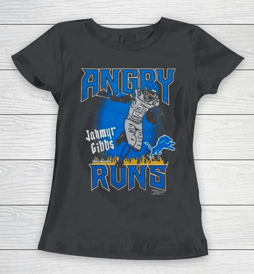 Angry Runs Detroit Lions Jahmyr Gibbs Good Morning Football Women T-Shirt