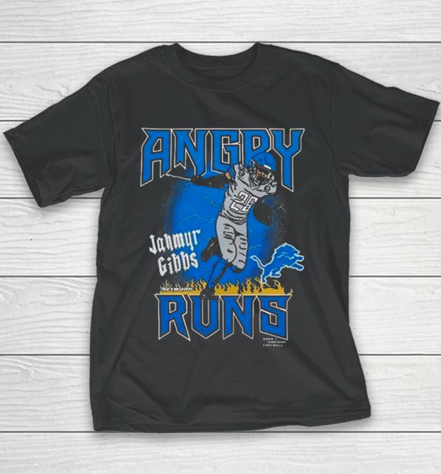 Angry Runs Detroit Lions Jahmyr Gibbs Good Morning Football Youth T-Shirt