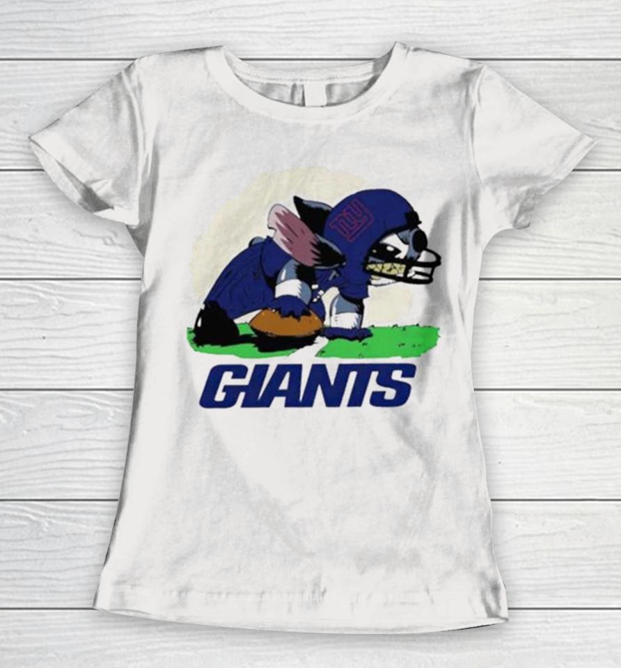 Angry Stitch Character Player New York Giants Football Logo Women T-Shirt
