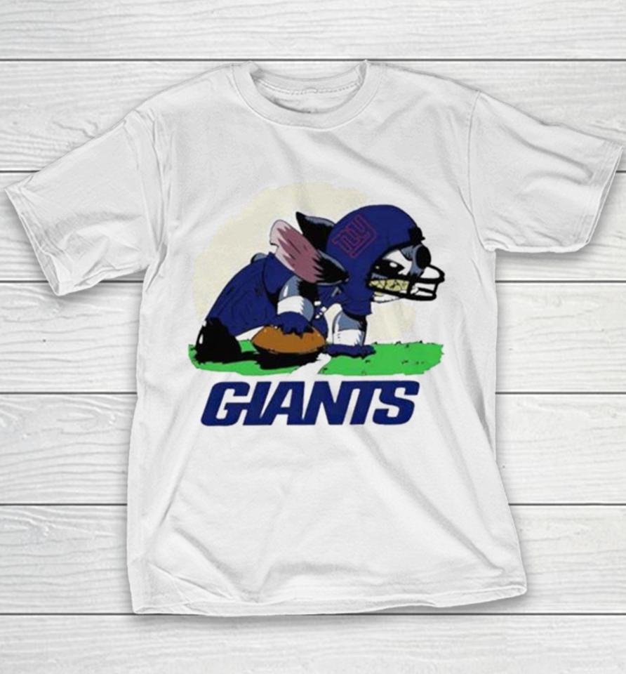 Angry Stitch Character Player New York Giants Football Logo Youth T-Shirt