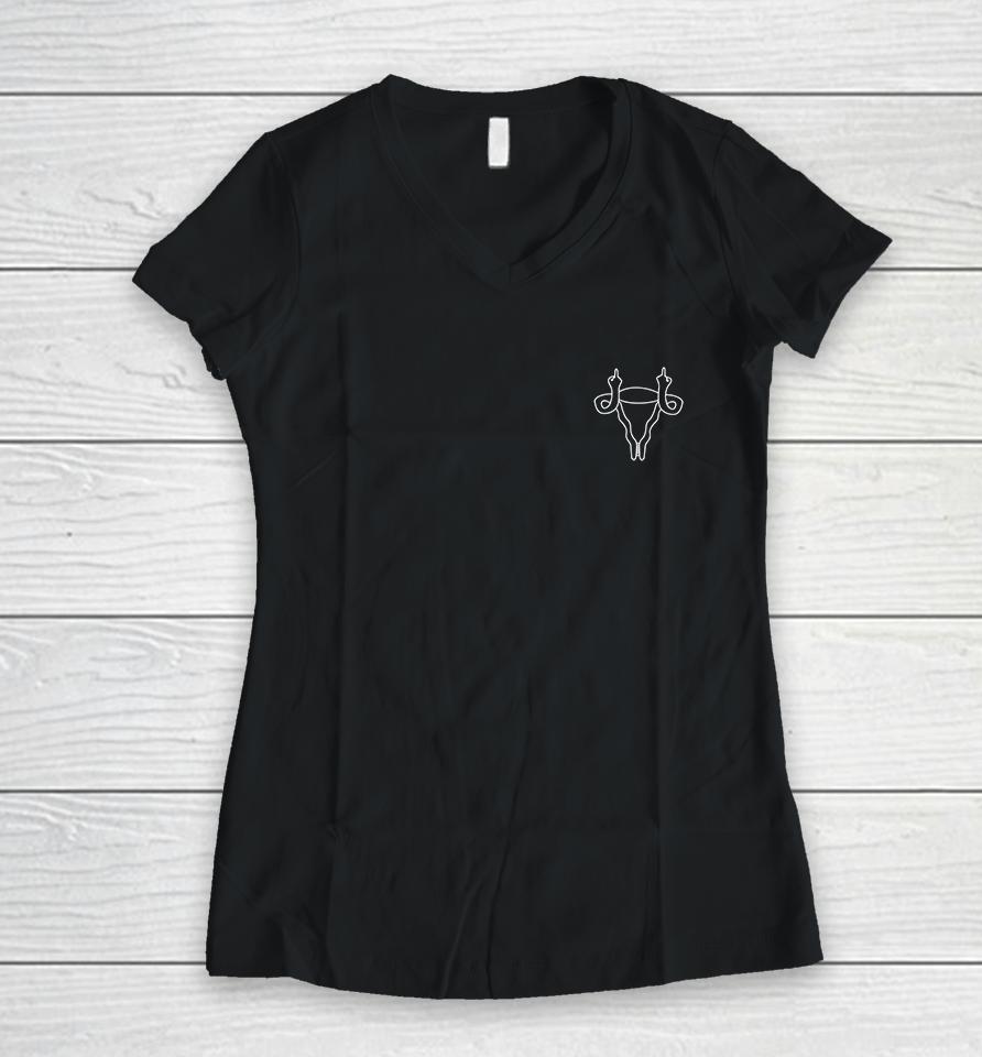 Angry Uterus Pro Choice Women V-Neck T-Shirt