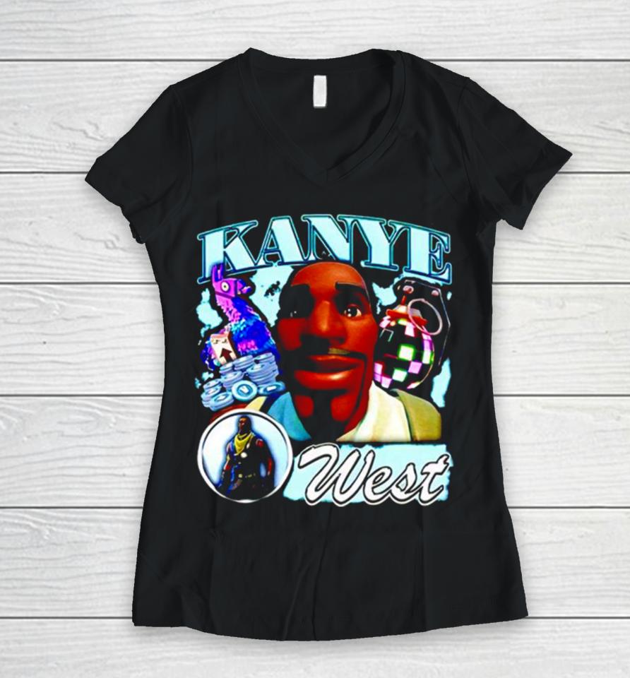 Angryfridge Kanye West Fortnite Women V-Neck T-Shirt