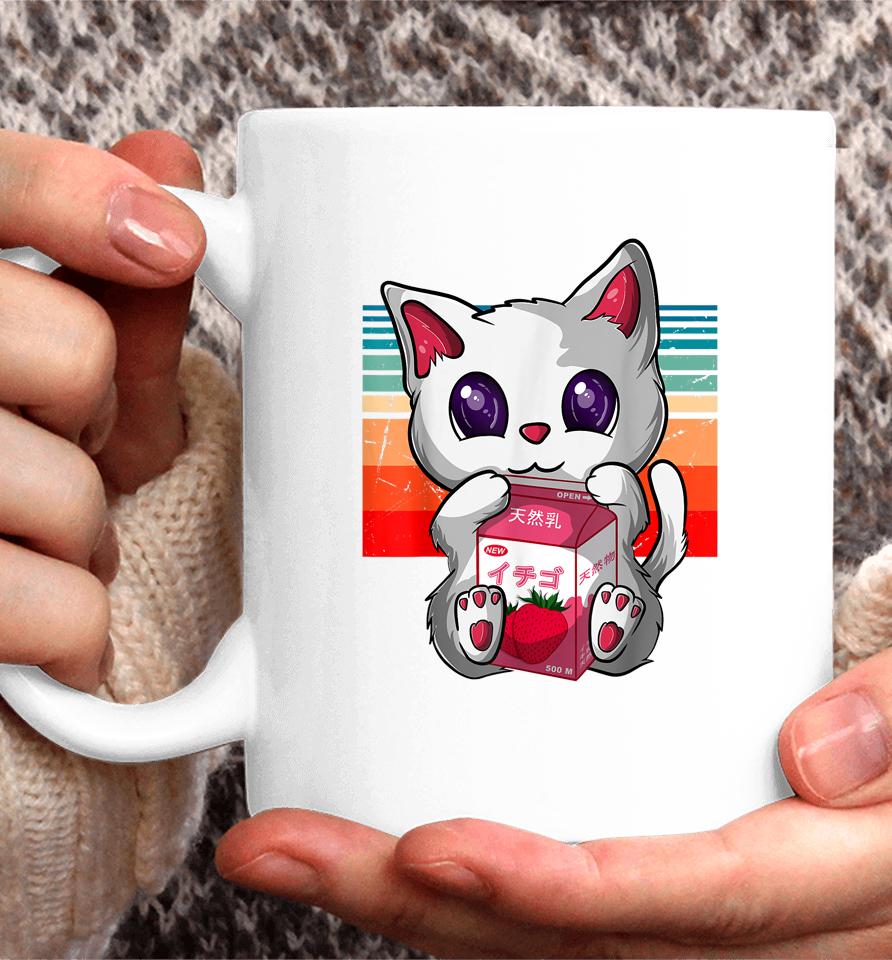 Anime Kawaii Cat Strawberry Milk Neko Strawberry Milk Cat Coffee Mug