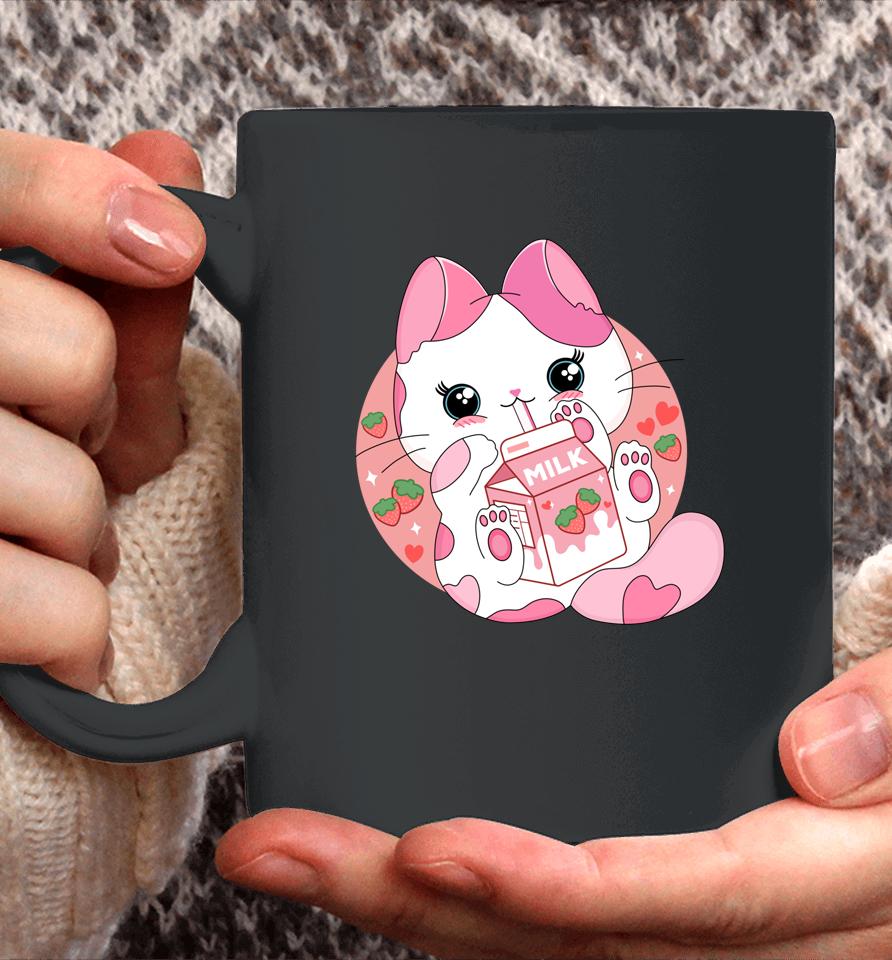 Anime Kawaii Cat Strawberry Milk Coffee Mug