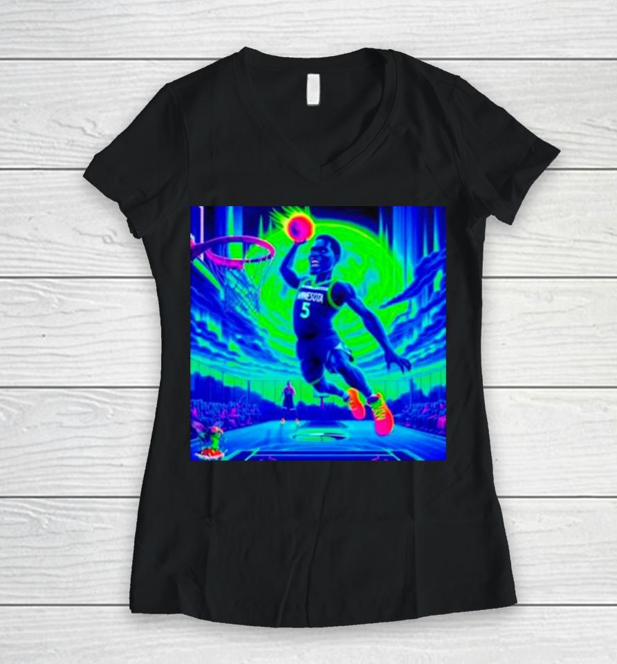 Anthony Edwards – Green Moon Jam Ant Psychedelic Meme Minnesota Timberwolves Women V-Neck T-Shirt