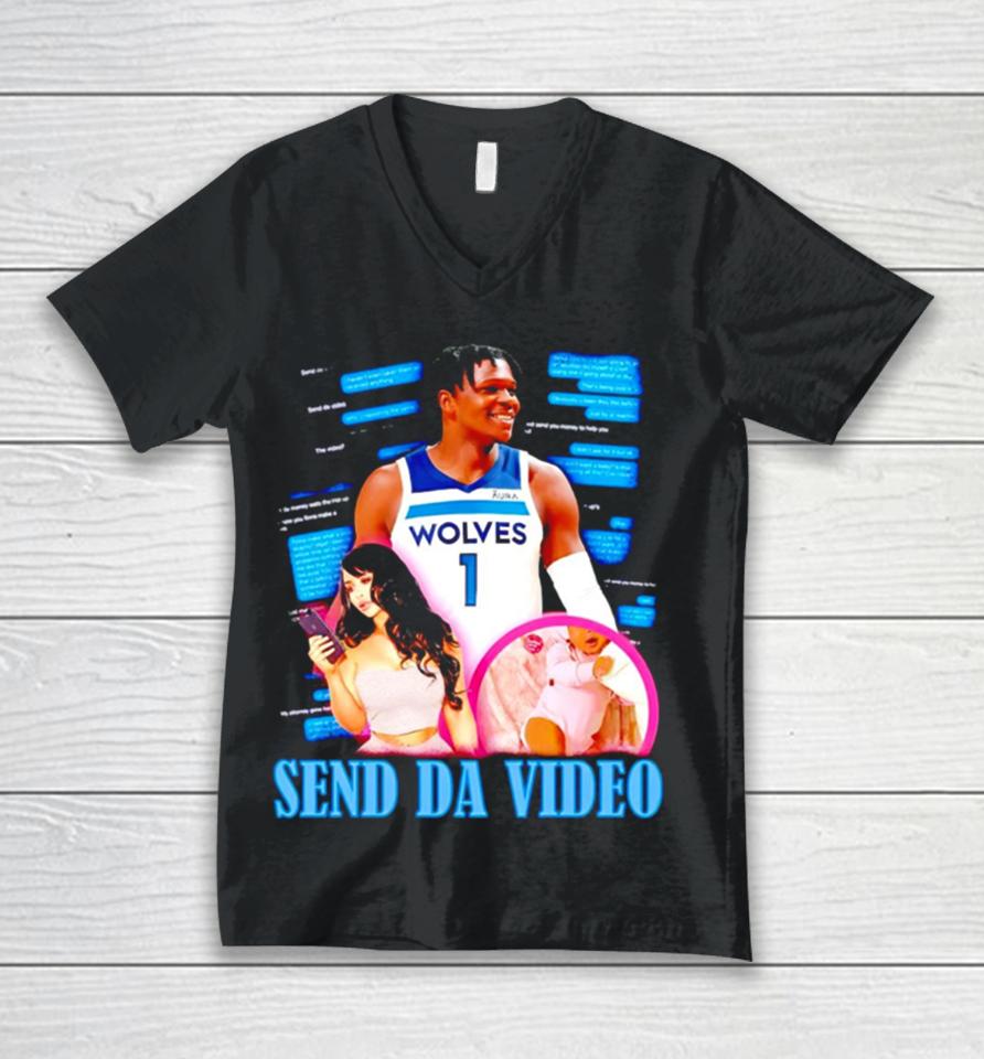Anthony Edwards Minnesota Timberwolves Send Da Video Unisex V-Neck T-Shirt