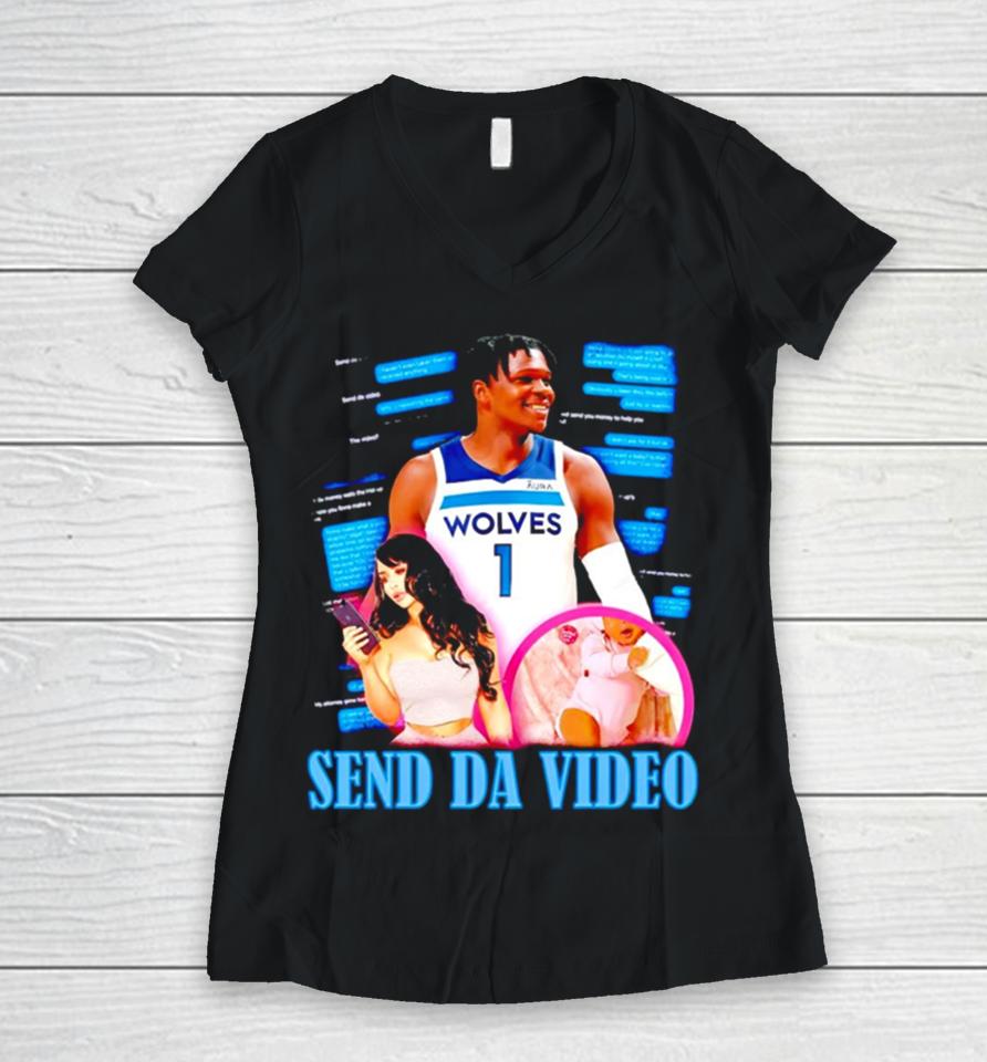 Anthony Edwards Minnesota Timberwolves Send Da Video Women V-Neck T-Shirt