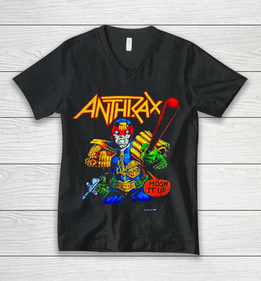 Anthrax Judge Dredd Mosh It Up Unisex V-Neck T-Shirt
