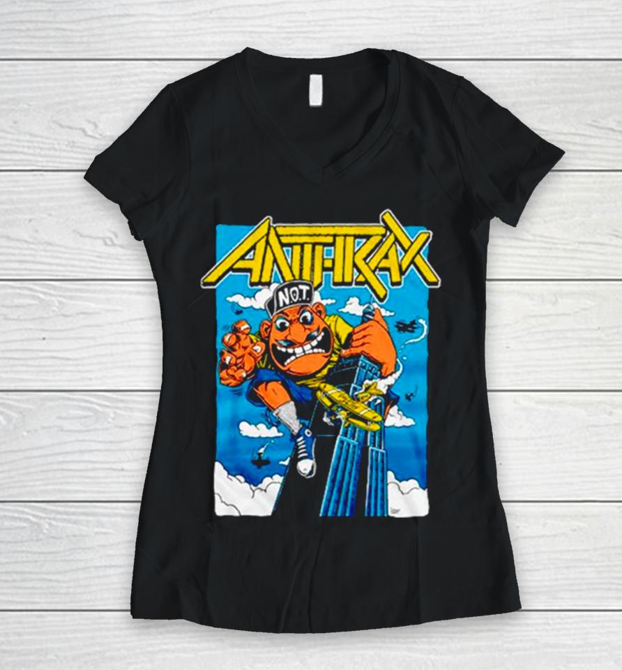 Anthrax Not Man Kong Women V-Neck T-Shirt
