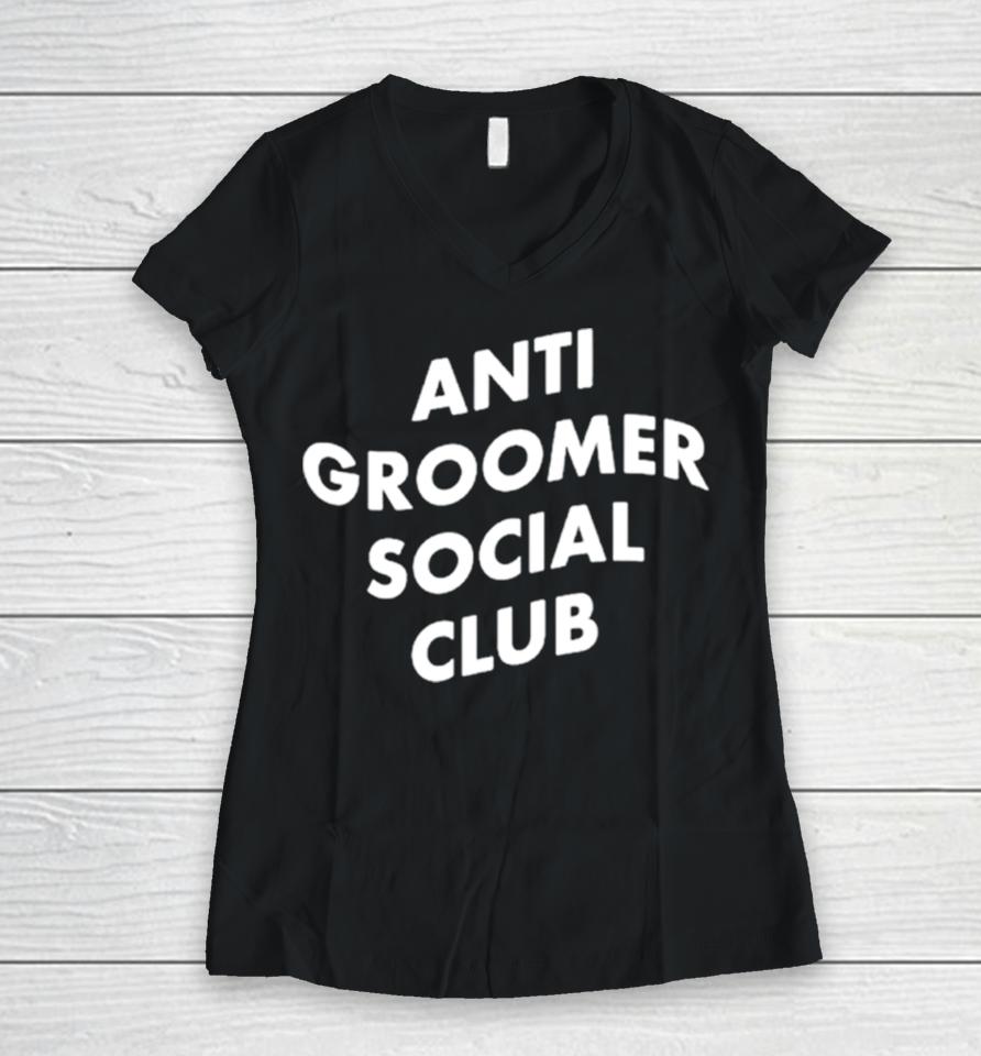 Anti Groomer Social Club Women V-Neck T-Shirt