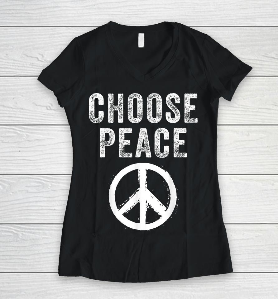 Anti Gun Choose Peace Wear Orange Enough End Gun Violence Women V-Neck T-Shirt