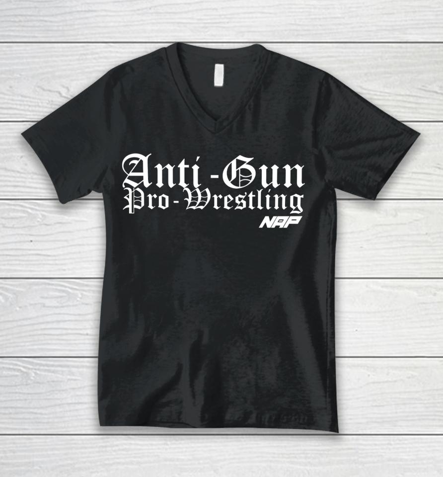 Anti Gun Pro Wrestling Shirt Naptown All Pro-Wrestling Merch Agpw Unisex V-Neck T-Shirt