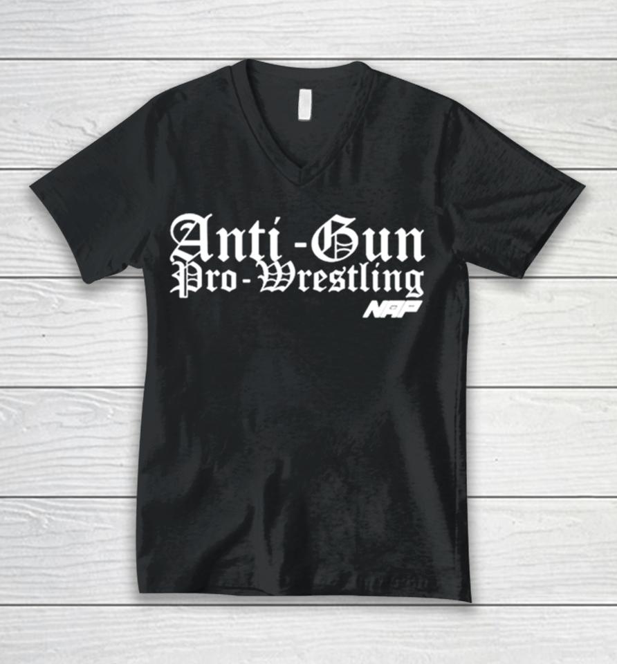 Anti Gun Pro Wrestling Unisex V-Neck T-Shirt