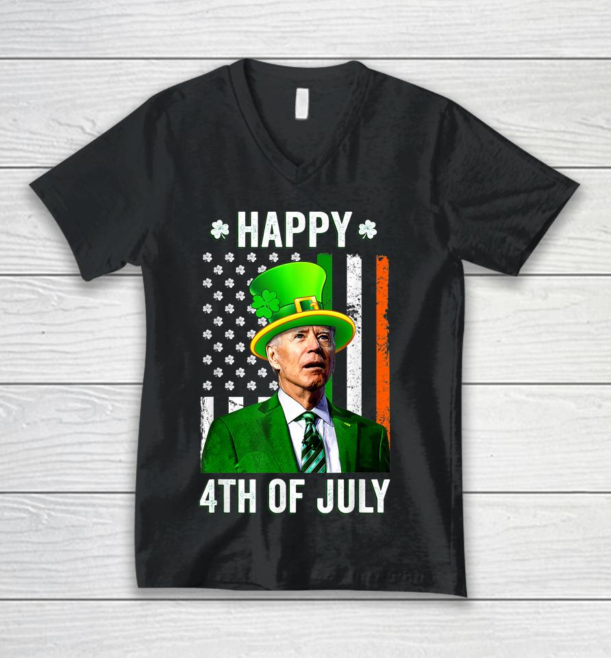 Anti Joe Biden St Patrick's Day Funny Happy 4Th Of July Unisex V-Neck T-Shirt