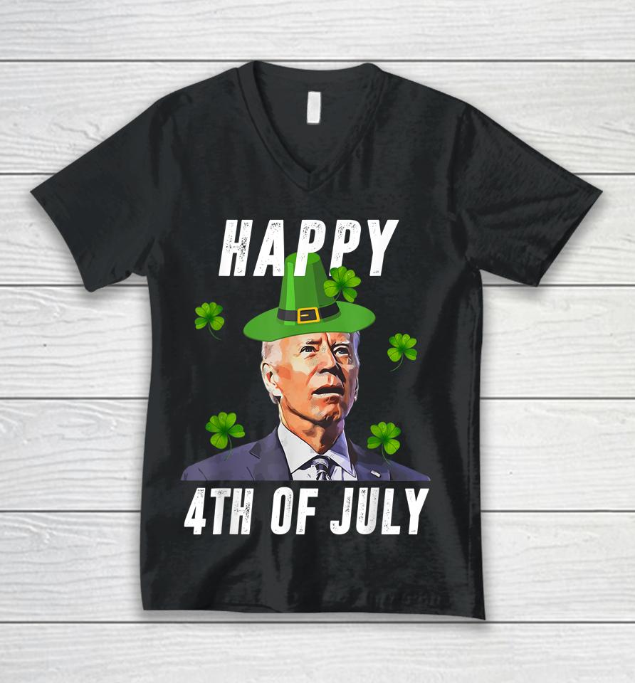 Anti Joe Biden St Patricks Day Shirt Funny Happy 4Th Of July Unisex V-Neck T-Shirt