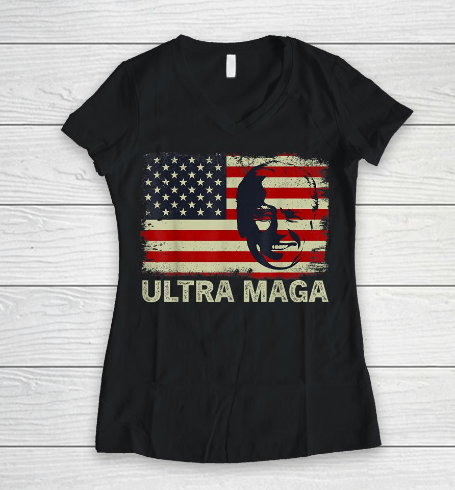 Anti Joe Biden Ultra Maga Women V-Neck T-Shirt