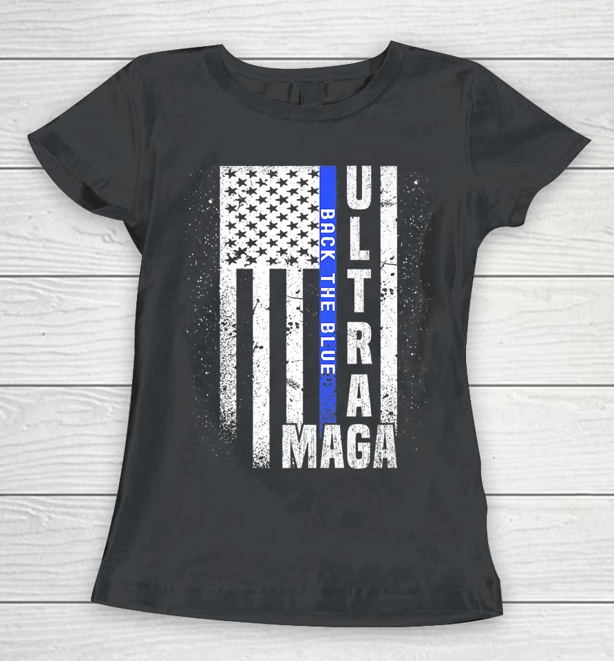 Anti Joe Biden Ultra Maga Trump Us Flag Women T-Shirt