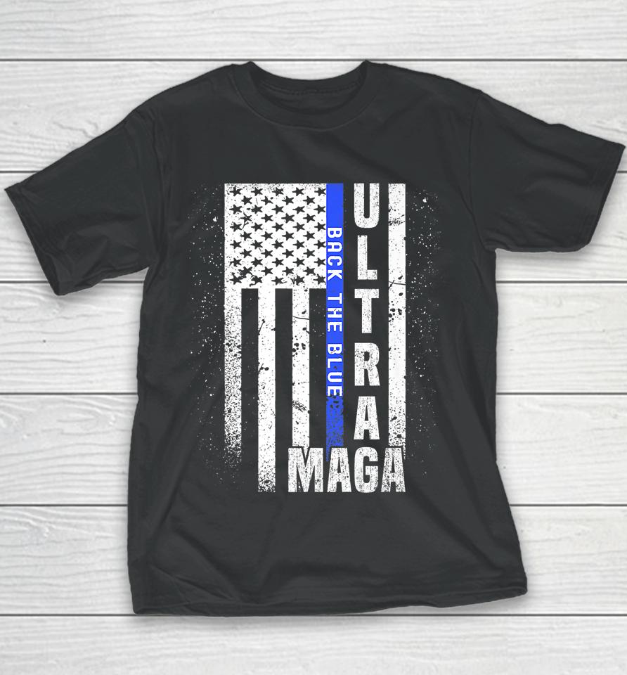 Anti Joe Biden Ultra Maga Trump Us Flag Youth T-Shirt