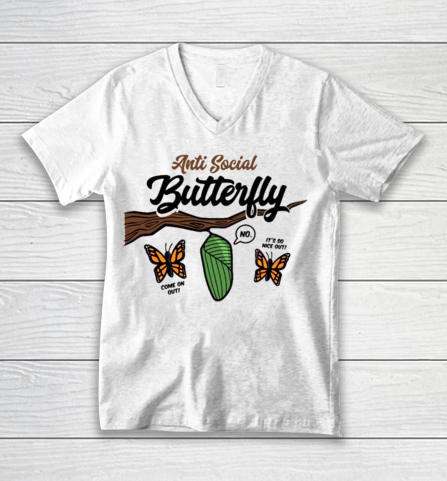 Anti Social Butterfly Unisex V-Neck T-Shirt