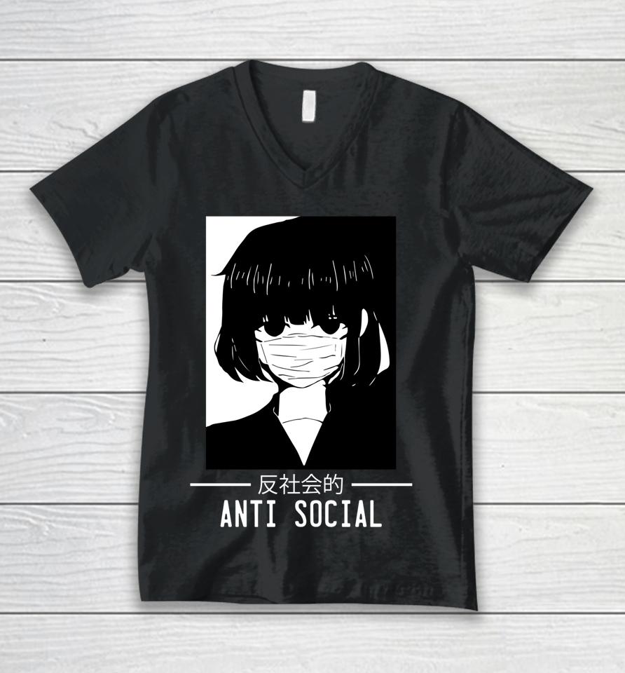 Anti Social Japanese Anime Unisex V-Neck T-Shirt