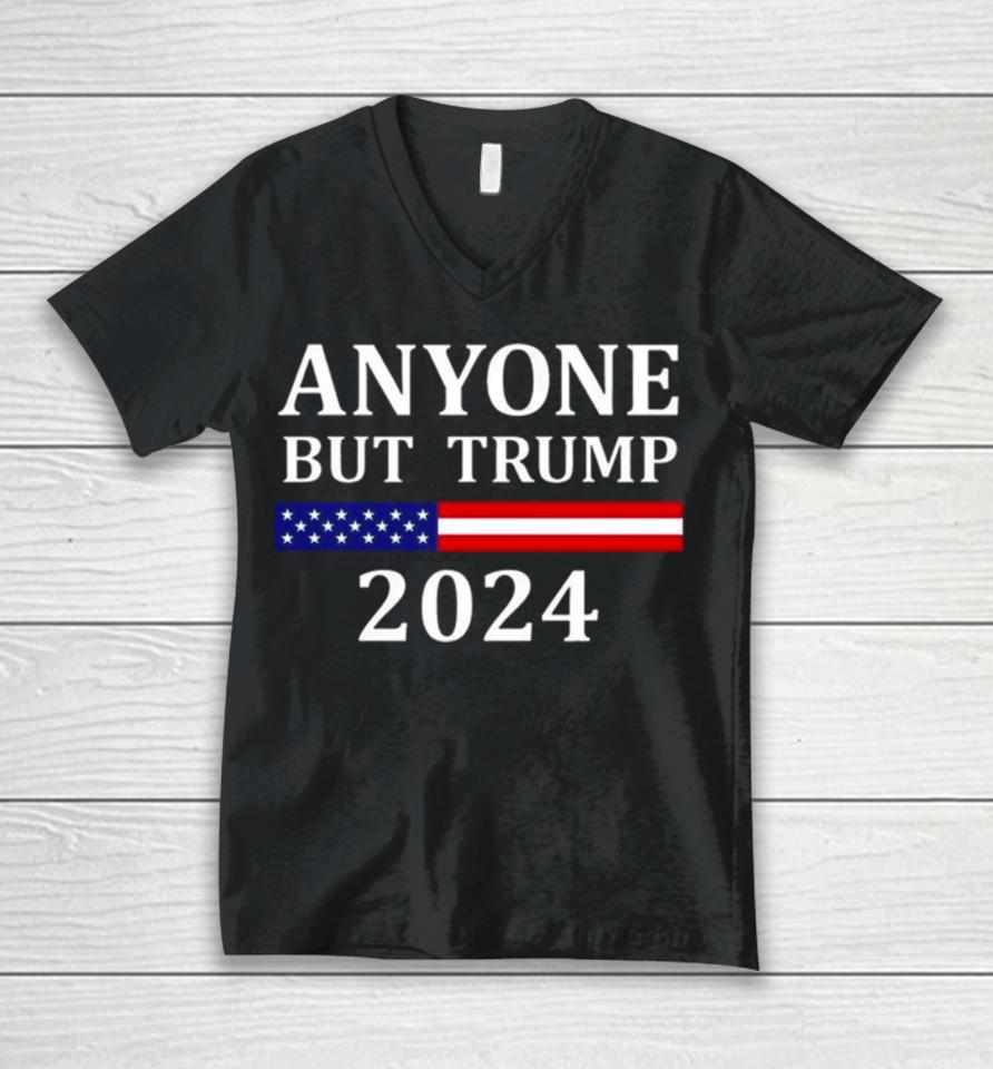 Anyone But Trump American Flag 2024 Unisex V-Neck T-Shirt