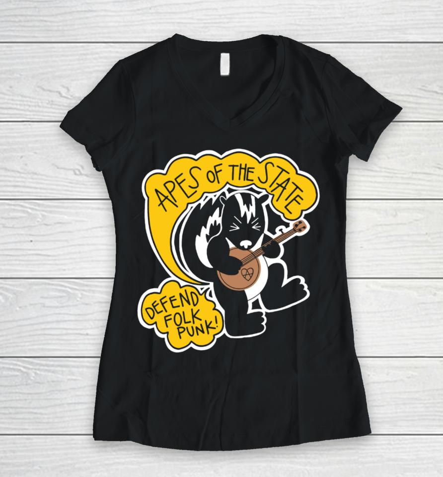 Apesofthestate Store Defend Folk Punk Women V-Neck T-Shirt