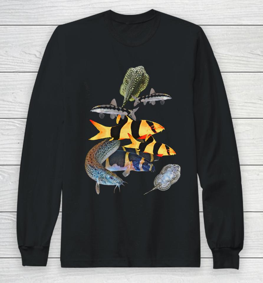 Aquarium Loaches Hillstream Dojo Clown Khuli Loach Fish Tank Long Sleeve T-Shirt