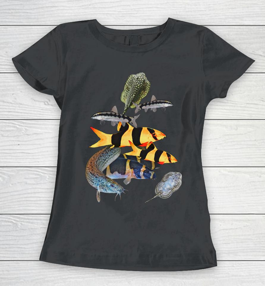 Aquarium Loaches Hillstream Dojo Clown Khuli Loach Fish Tank Women T-Shirt