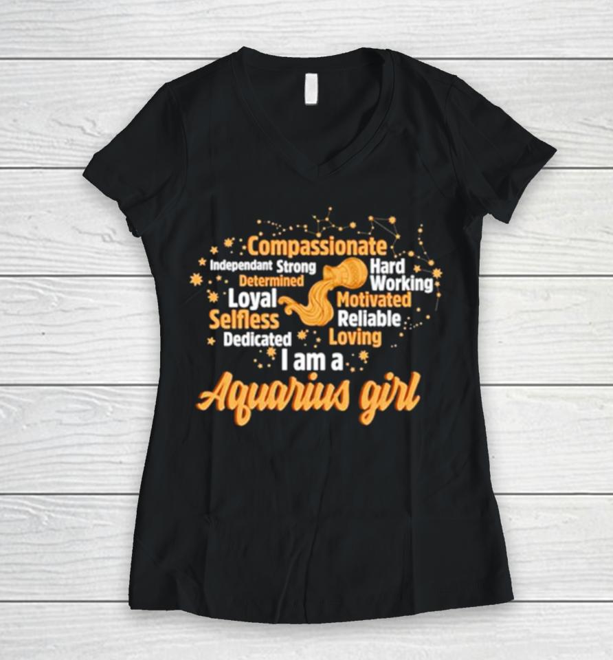 Aquarius Girl Birthday Astrology Zodiac Sign Women Aquarius Great Gift Women V-Neck T-Shirt