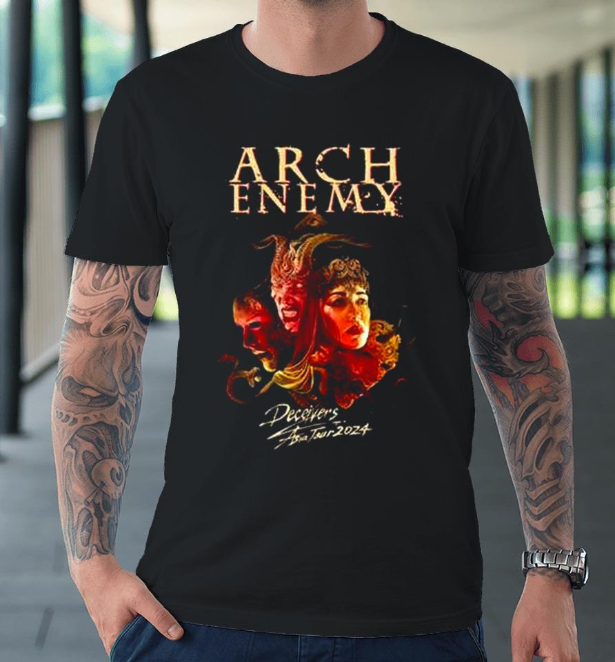 Arch Enemy Deceivers Aisa Tour 2024 Live In Singapore 17 May 2024 Scape The Ground Theatre Schedule Lists Two Sides Premium T-Shirt