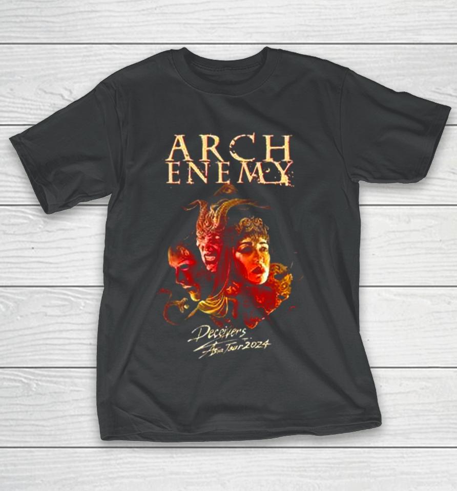 Arch Enemy Deceivers Aisa Tour 2024 Live In Singapore 17 May 2024 Scape The Ground Theatre Schedule Lists Two Sides T-Shirt