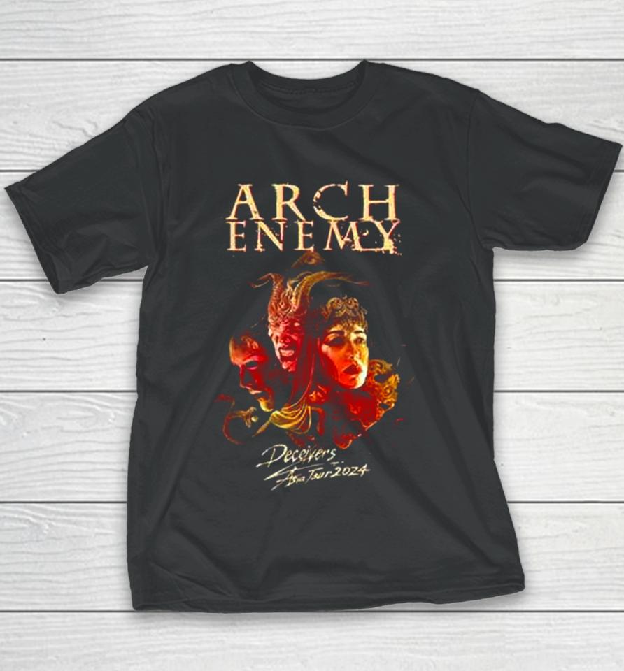 Arch Enemy Deceivers Aisa Tour 2024 Live In Singapore 17 May 2024 Scape The Ground Theatre Schedule Lists Two Sides Youth T-Shirt