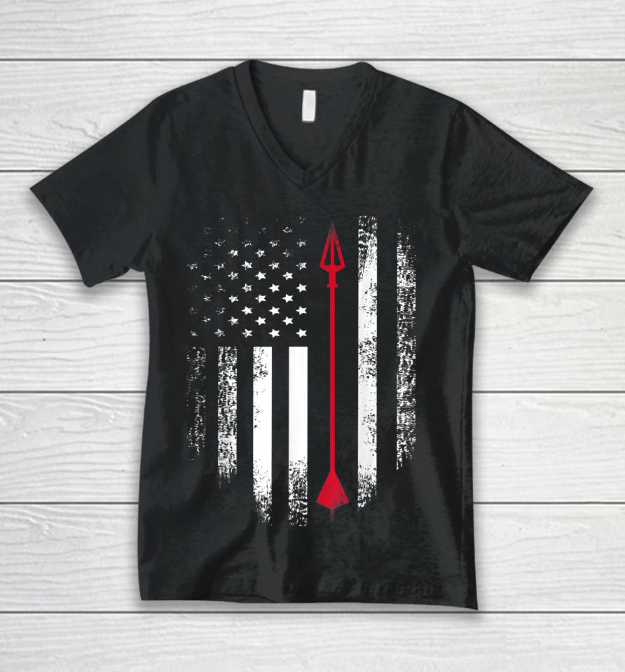 Archery Arrow American Flag Unisex V-Neck T-Shirt