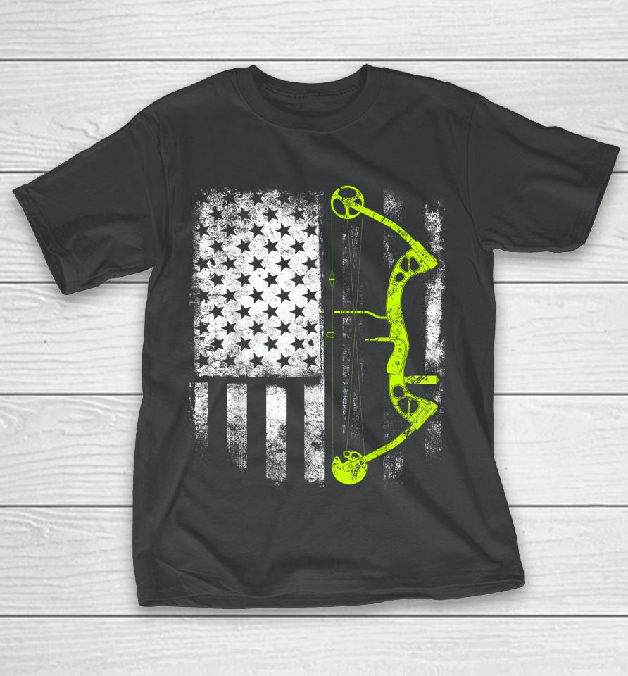 Archery Compound Bow Usa Flag T-Shirt