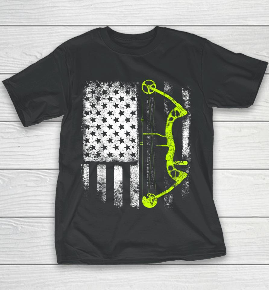 Archery Compound Bow Usa Flag Youth T-Shirt