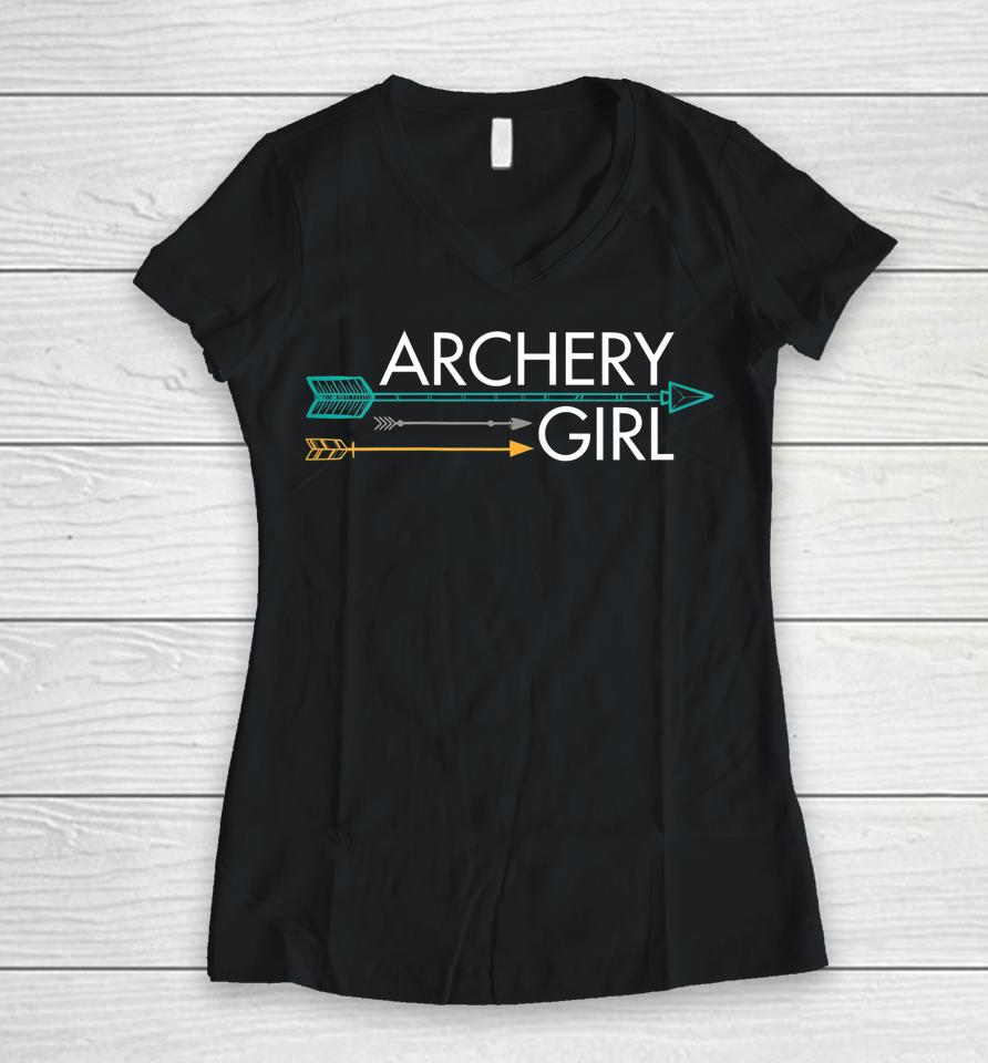 Archery Girl Women V-Neck T-Shirt
