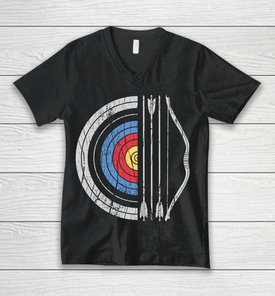 Archery Target Bow And Arrow Archer Retro Vintage Unisex V-Neck T-Shirt